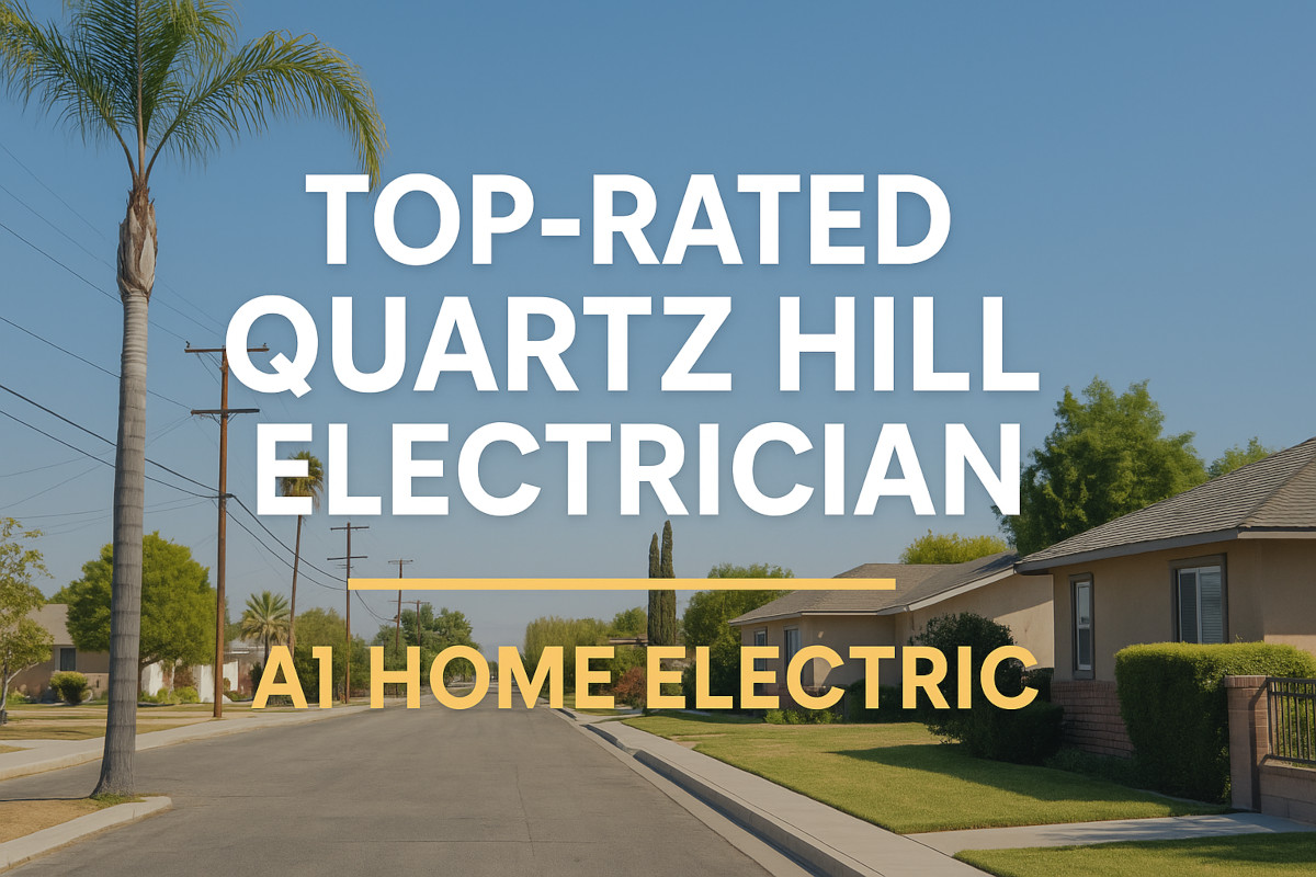 Top-rated Quartz Hill electrician services by A1 Home Electric with a sunny suburban backdrop.