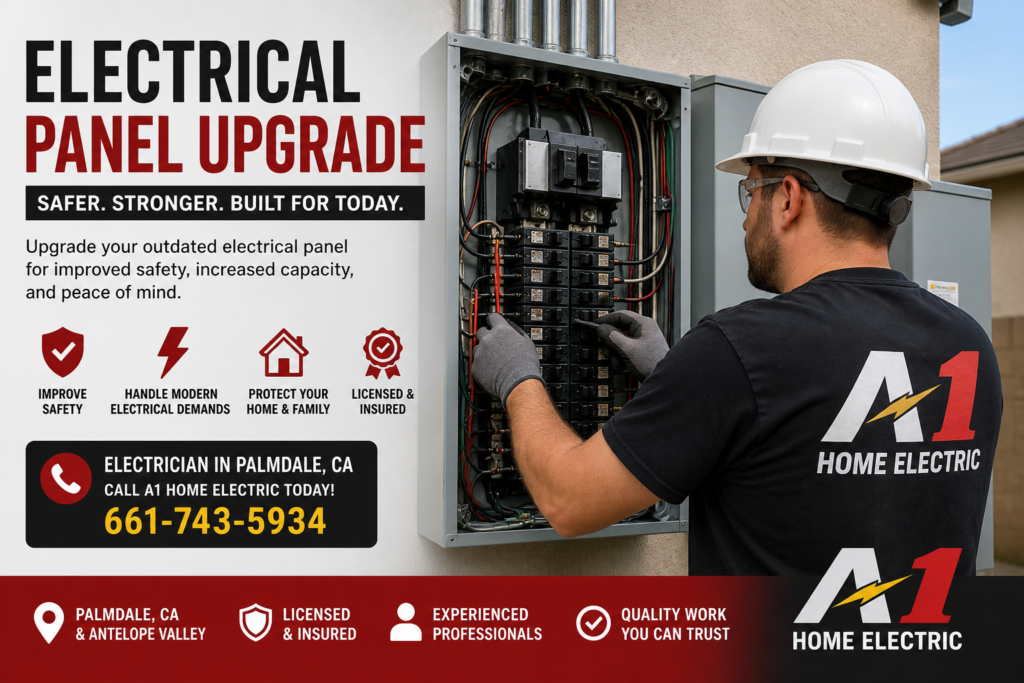 Electrical panel upgrade in Palmdale CA by licensed electrician A1 Home Electric