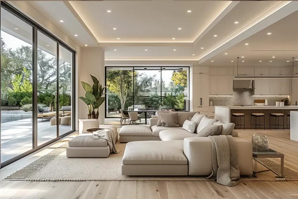 Modern living room with natural light